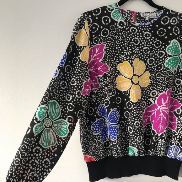 OSCAR DE LA RENTA Floral Crewneck Blouse - Picture 2 of 7